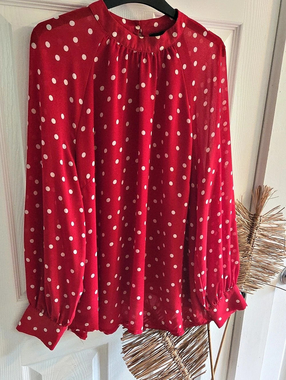 New Look Polka Dot Blouse in Red & White Size Medium